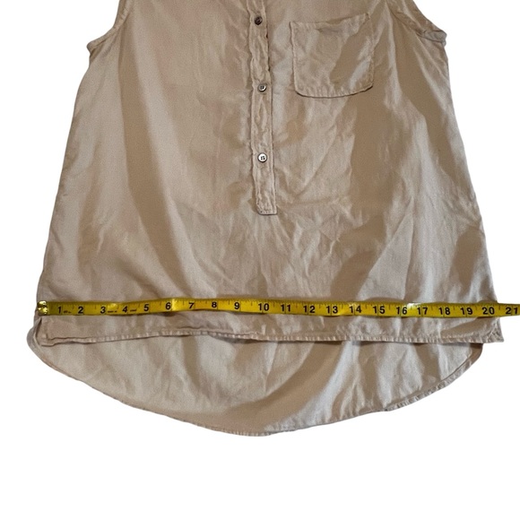 Pomandere Women’s Beige Popover button front top sleeveless capsule essential 10 - Picture 6 of 12